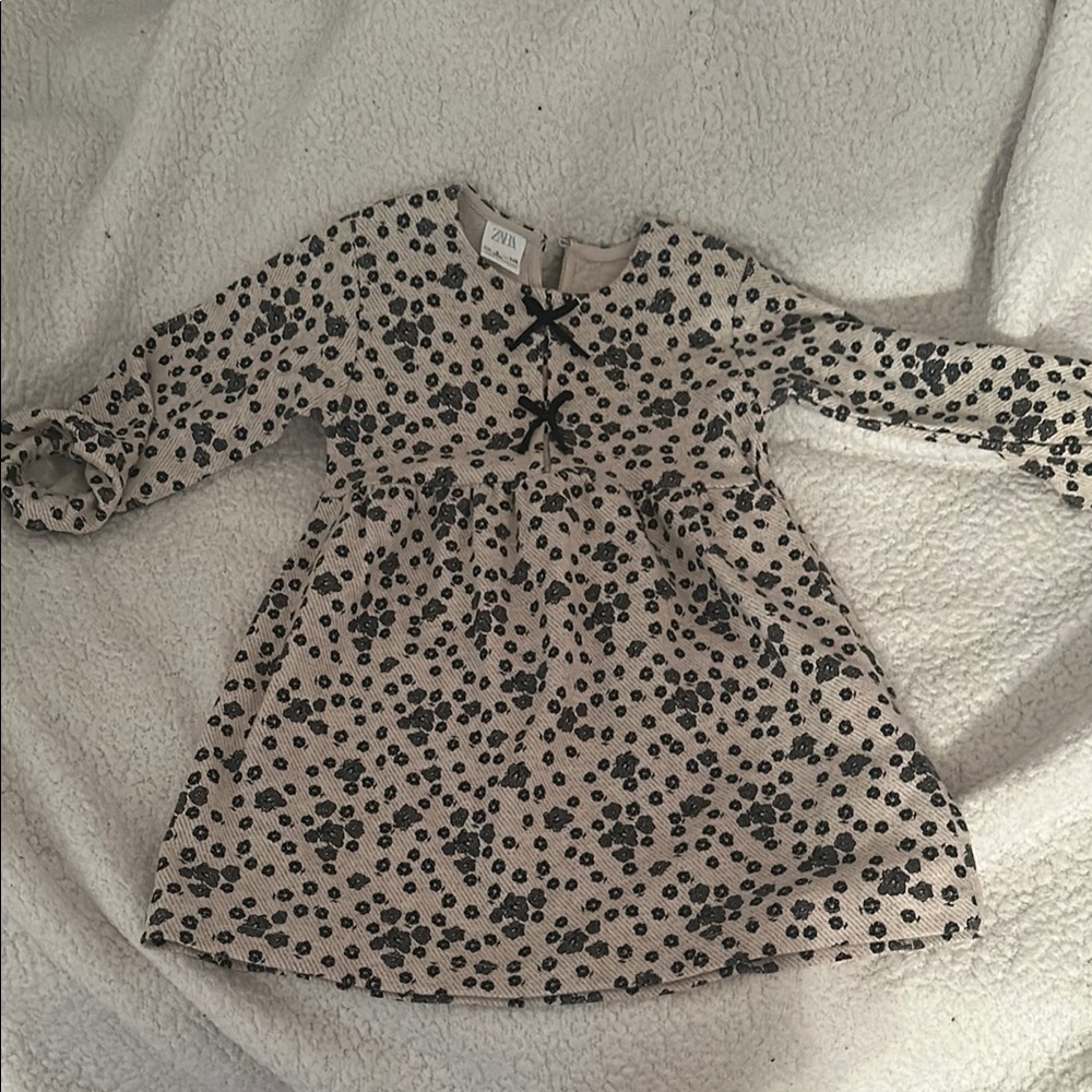 Zara Black and White Bishop Sleeve Sundress
